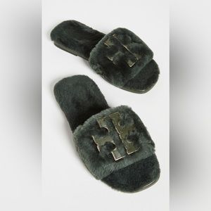 TORY BURCH DOUBLE T SHEARLING SLIDE